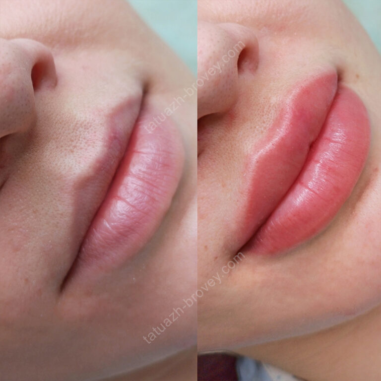 Перманентный макияж губ (техника nude).